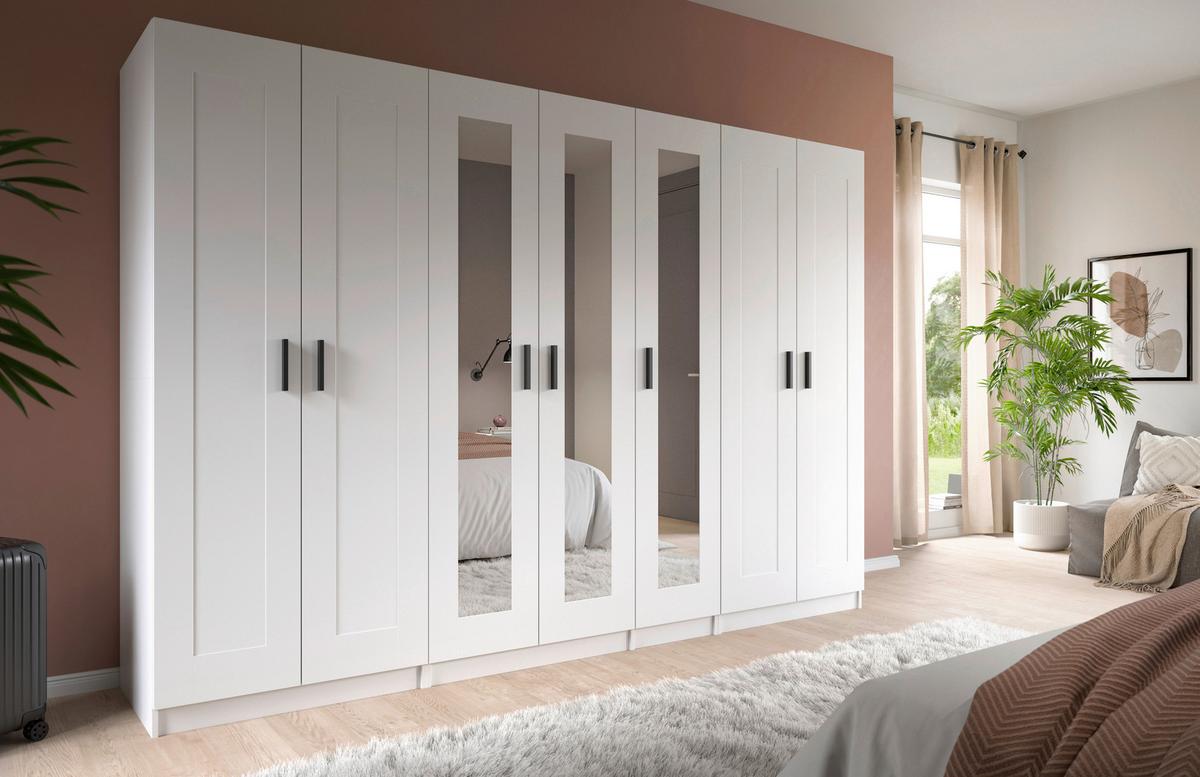 Drehtürenschrank Visby Weiß - Schwarz/Weiß, ROMANTIK / LANDHAUS, Holzwerkstoff/Kunststoff (280/194/56cm) - Livetastic