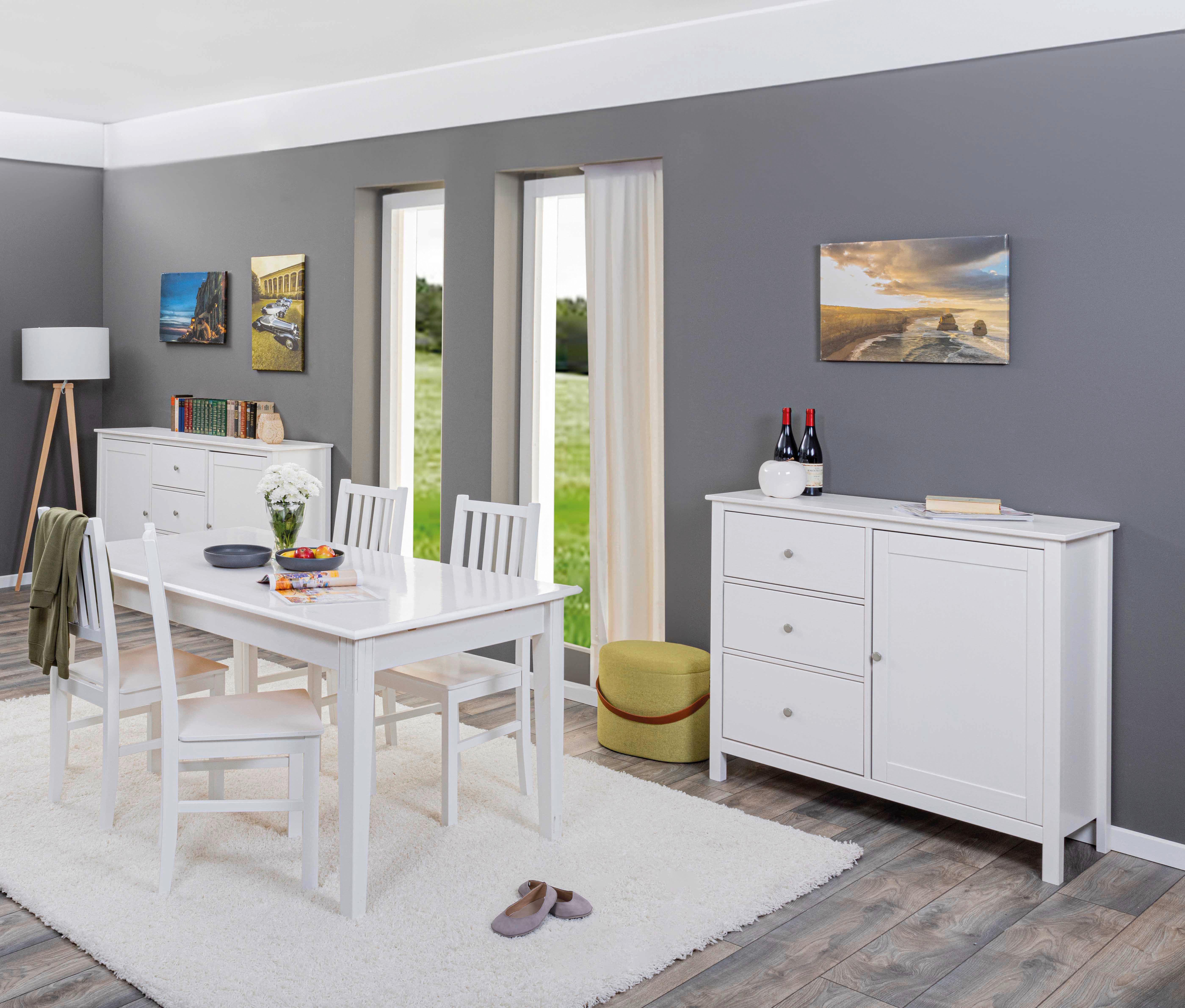 Kommode Chilly Home ca. 110x96x40 cm Weiß - Silberfarben/Weiß, Design, Holz/Metall (110/96/40cm) - Livetastic
