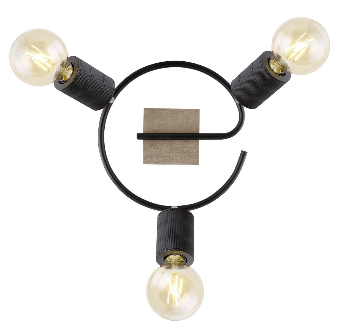 Strahler Josella in Schwarz max. 60 Watt - Dunkelbraun/Schwarz, Design, Holz/Metall (29/18cm) - Globo