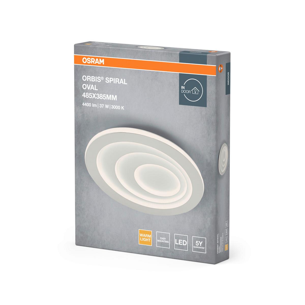 LAMPA SUFITOWA LED ORB SPRL OVL 485X385MM37W830WT - biały, Design, tworzywo sztuczne/metal (48,5/38,5/5,6cm) - Osram