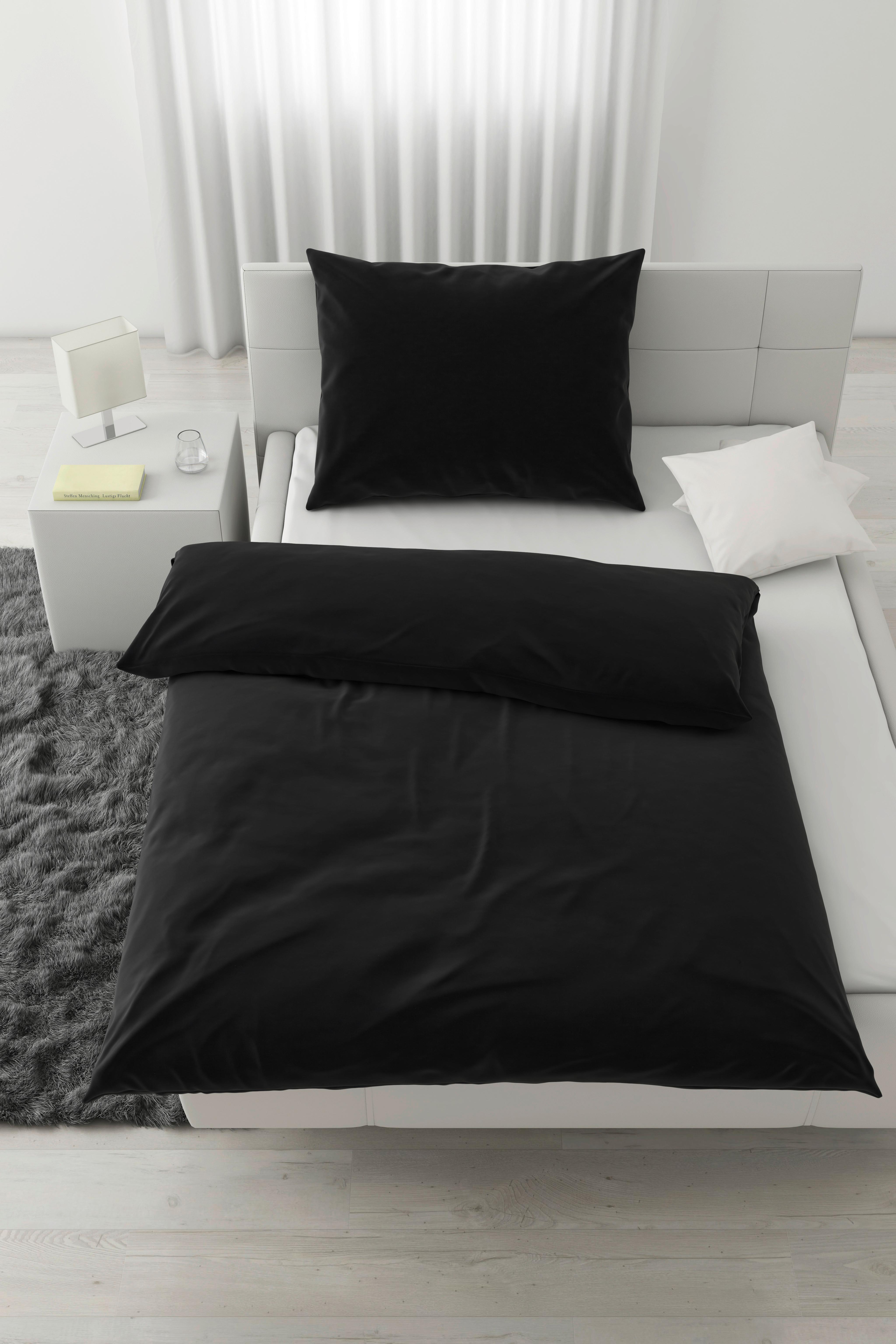 Bettwäsche Stone Washed Uni ca. 140x200cm - Anthrazit, ROMANTIK / LANDHAUS, Textil (140/200cm) - Modern Living