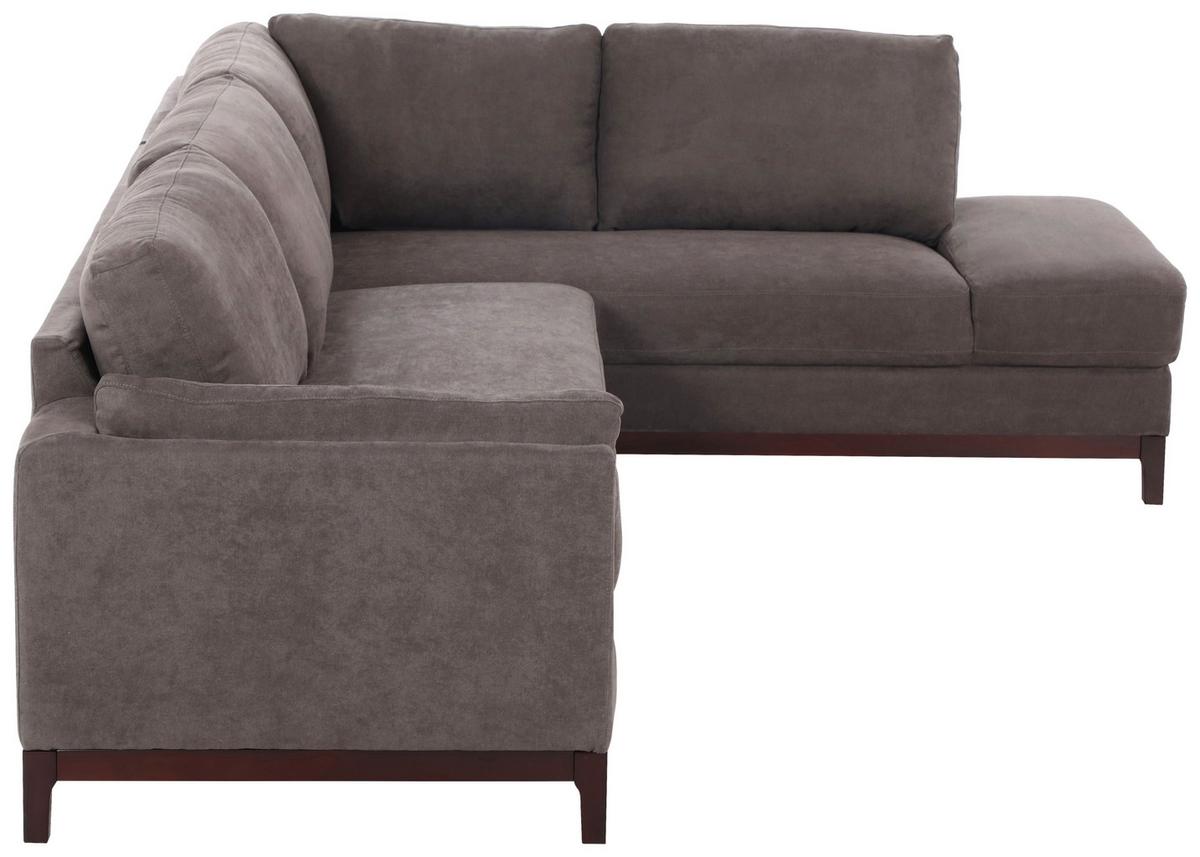 NAROŻNIK BRISTOL - szary/brązowy, Basics, tkanina/drewno (278/210cm) - MID.YOU
