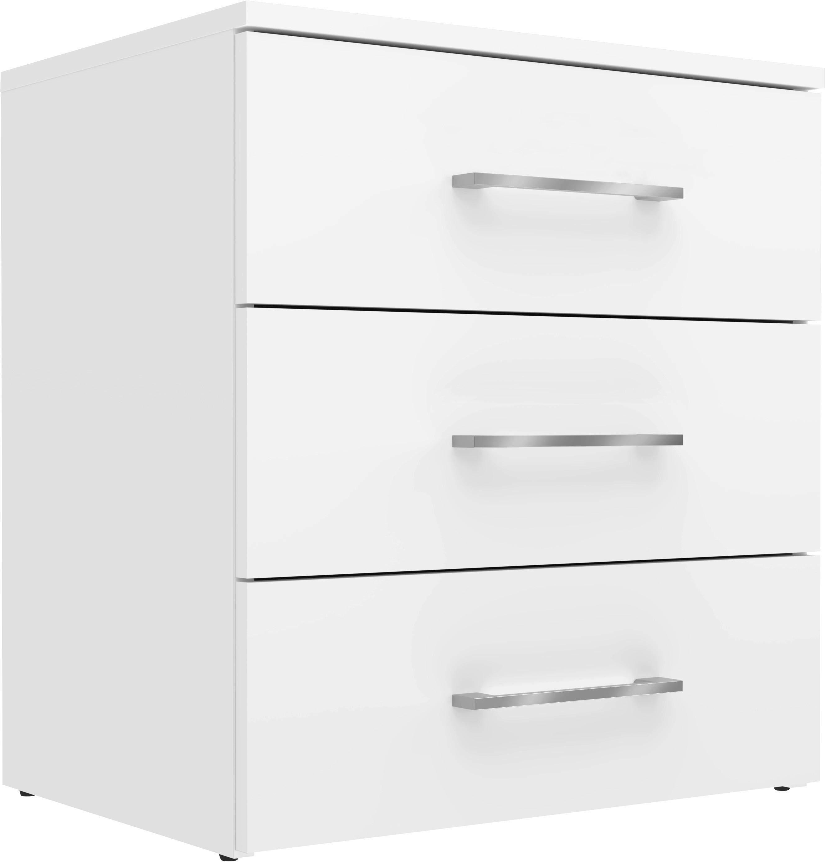 Nachtkästchen Vivaldi Weiß - Chromfarben/Weiß Hochglanz, KONVENTIONELL, Holzwerkstoff/Metall (53/58/40cm) - Mömax