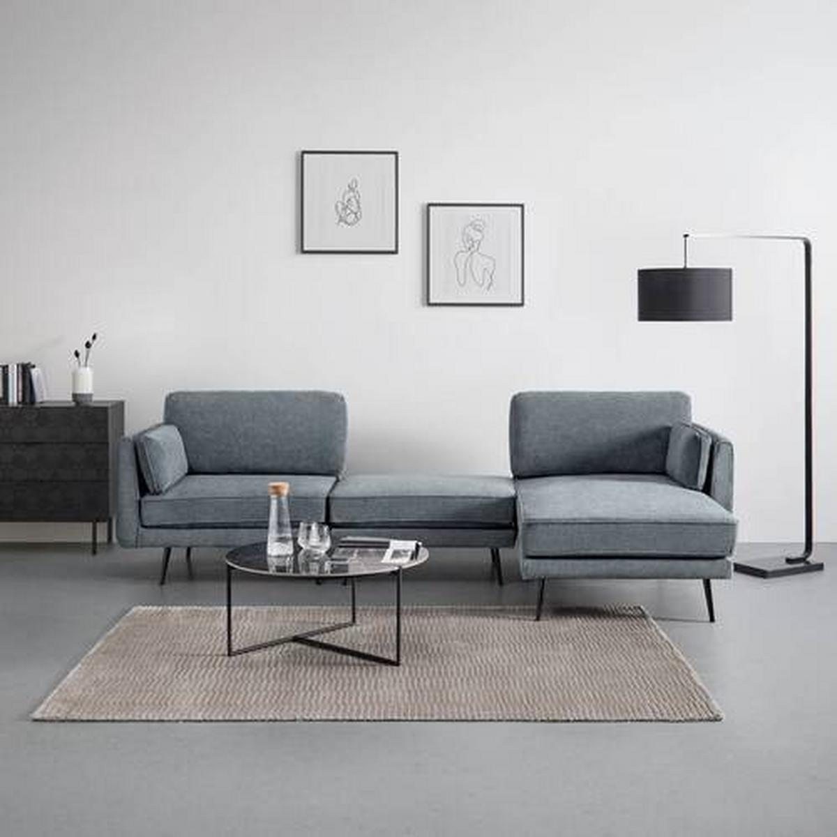 Wohnlandschaft grau, "Dunja" - Grau, Modern, Holz/Textil (295/89/161cm) - Bessagi Home