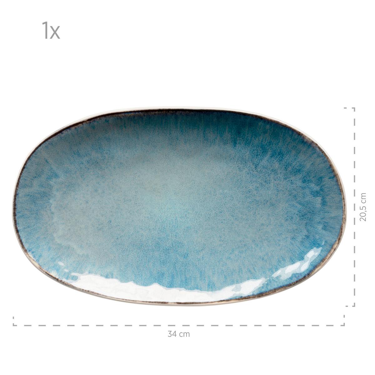 SERVIERPLATTEN-SET 931918 BLAU POSTSICHER - Blau, Basics, Keramik - Mäser