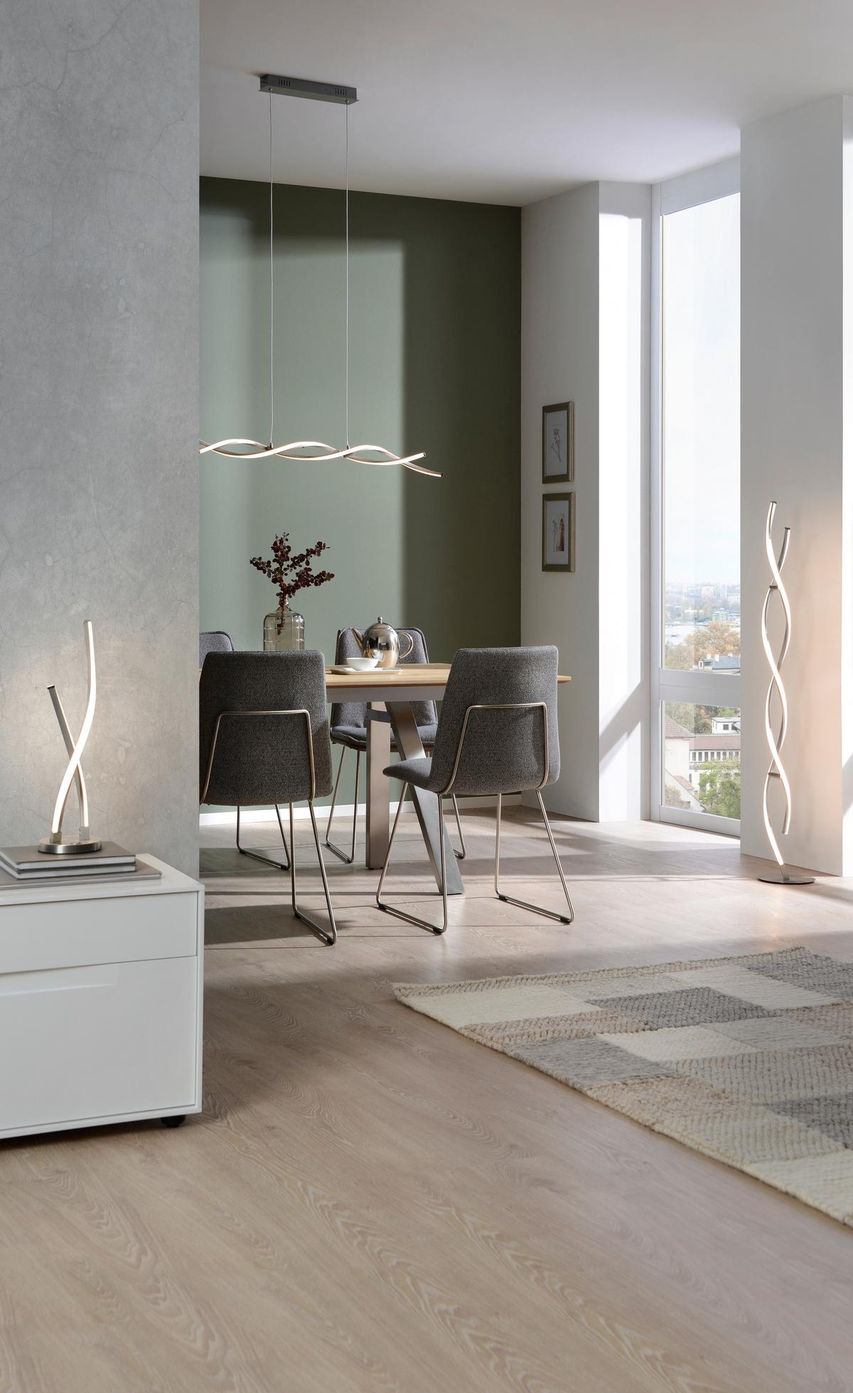 LAMPA WISZĄCA LED 9142-55 POLINA - kolor niklowy, Design, metal (110/8/140cm) - Paul Neuhaus