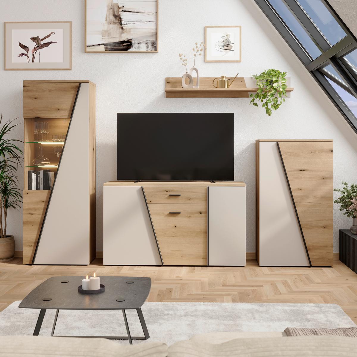 Venedig New Komoda - kašmir/boje hrasta, Moderno, drvni materijal/plastika (150/87/40cm) - Modern Living