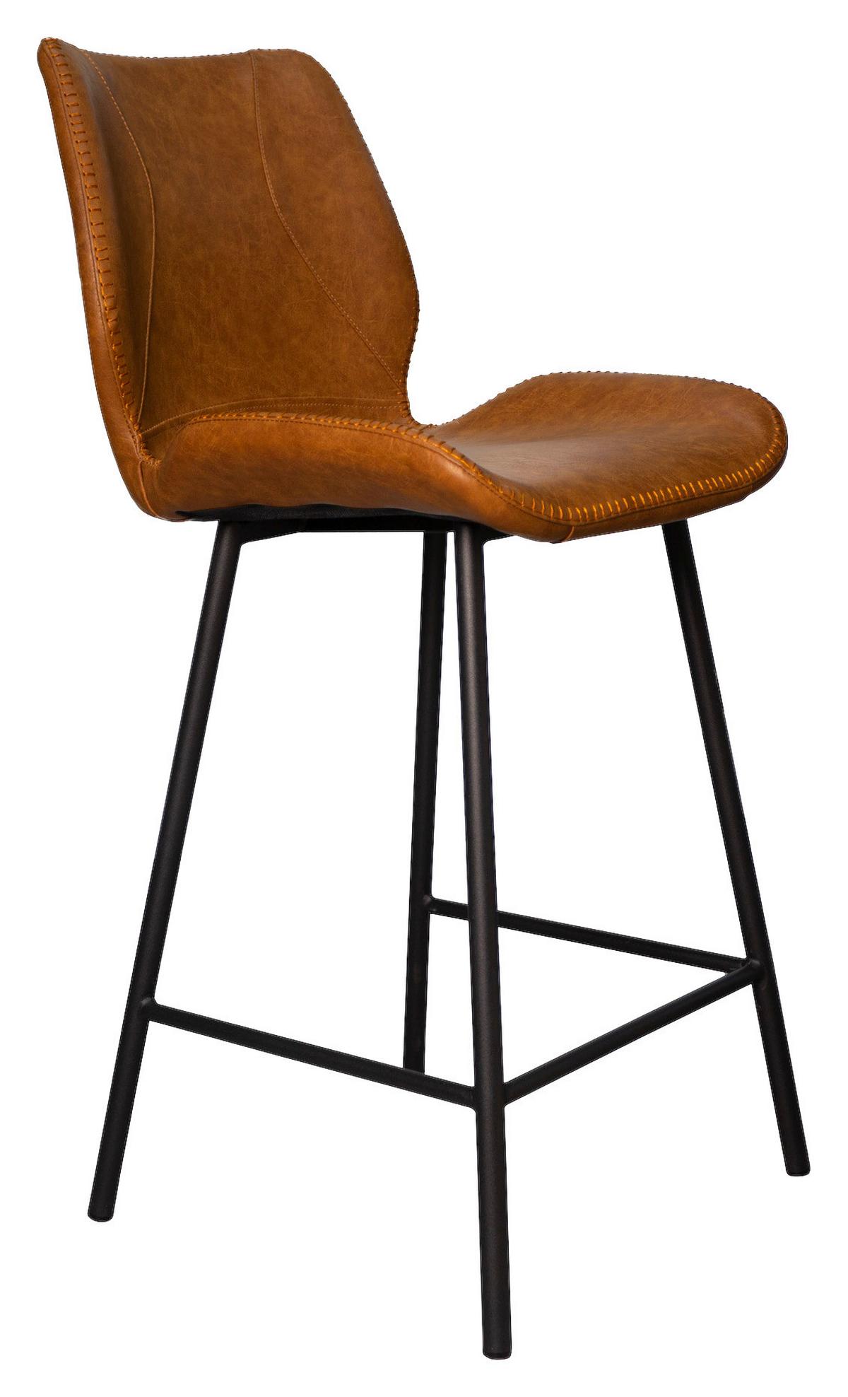 Barhocker-Set Barron 2er-Set ca. 47x99 cm Cognac - Cognac/Schwarz, KONVENTIONELL, Kunststoff/Textil (47/99/55cm) - MID.YOU