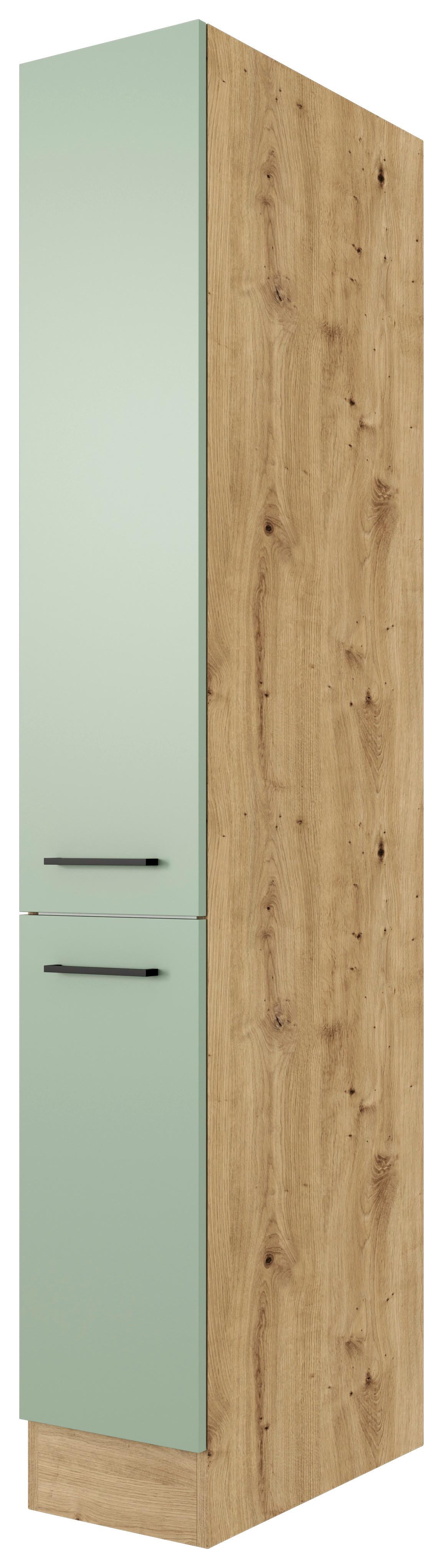 Apothekerschrank Cara ca. 30x200x57 cm Grün/Eiche - Schwarz/Eiche Artisan, KONVENTIONELL, Holzwerkstoff/Metall (30/200/57cm) - FlexWell