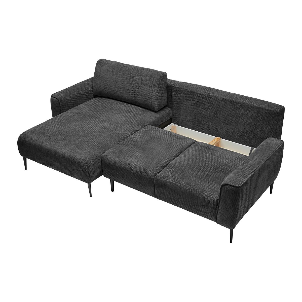 Ecksofa Custom Schwarz - Schwarz, MODERN, Textil/Metall (164/85/255cm) - Mömax