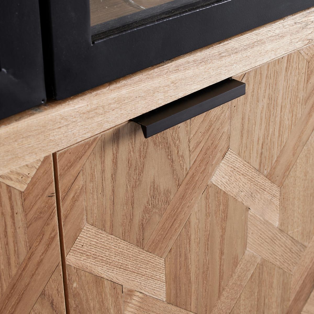 Vitrine Milano Esche furniert Schwarz ca. 90x186 cm - Eschefarben/Schwarz, MODERN, Glas/Holz (90/186/40cm) - Bessagi Home