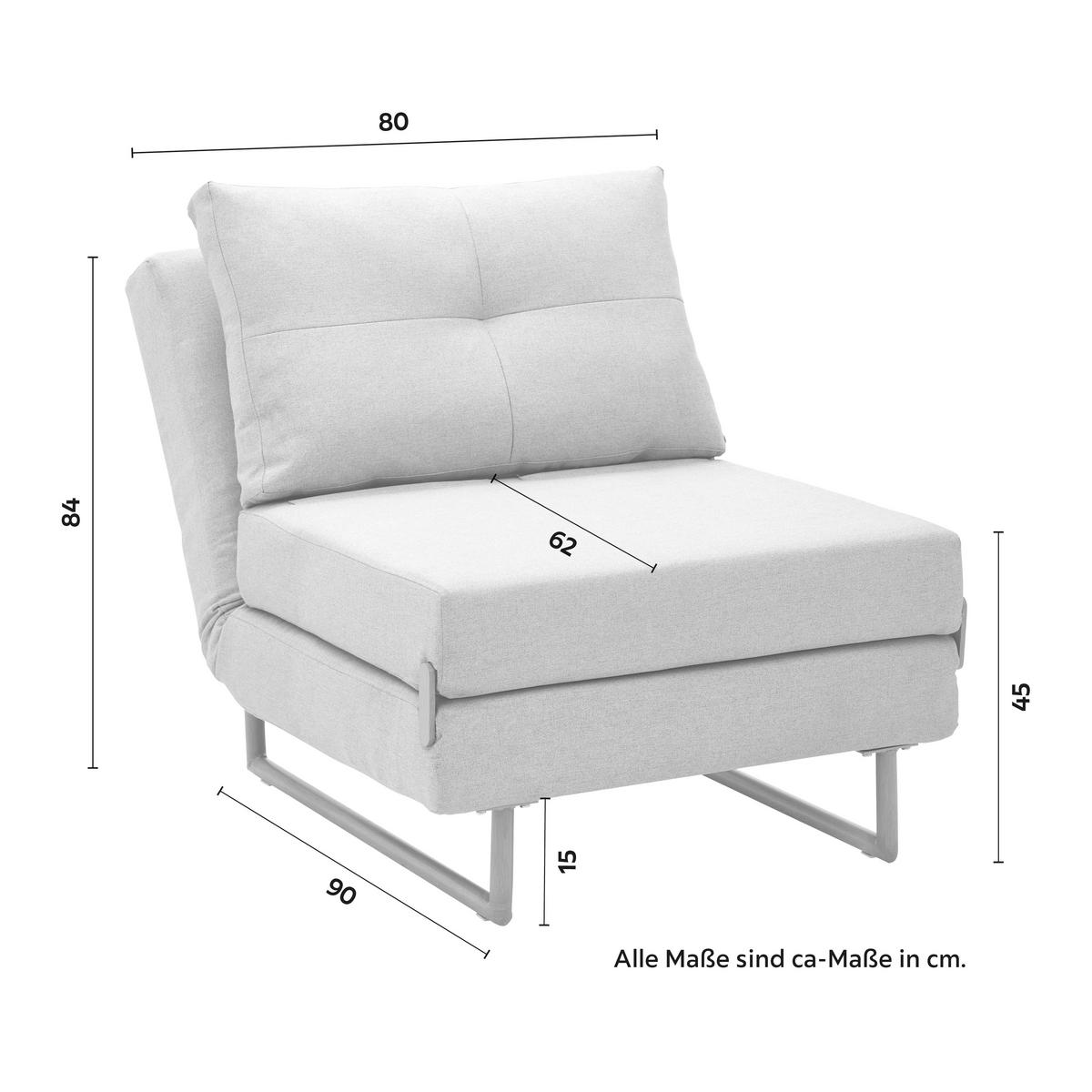 Schlafsessel Malic Beige Webstoff - Eichefarben/Beige, Modern, Textil/Metall (80/84/90cm) - Bessagi Home