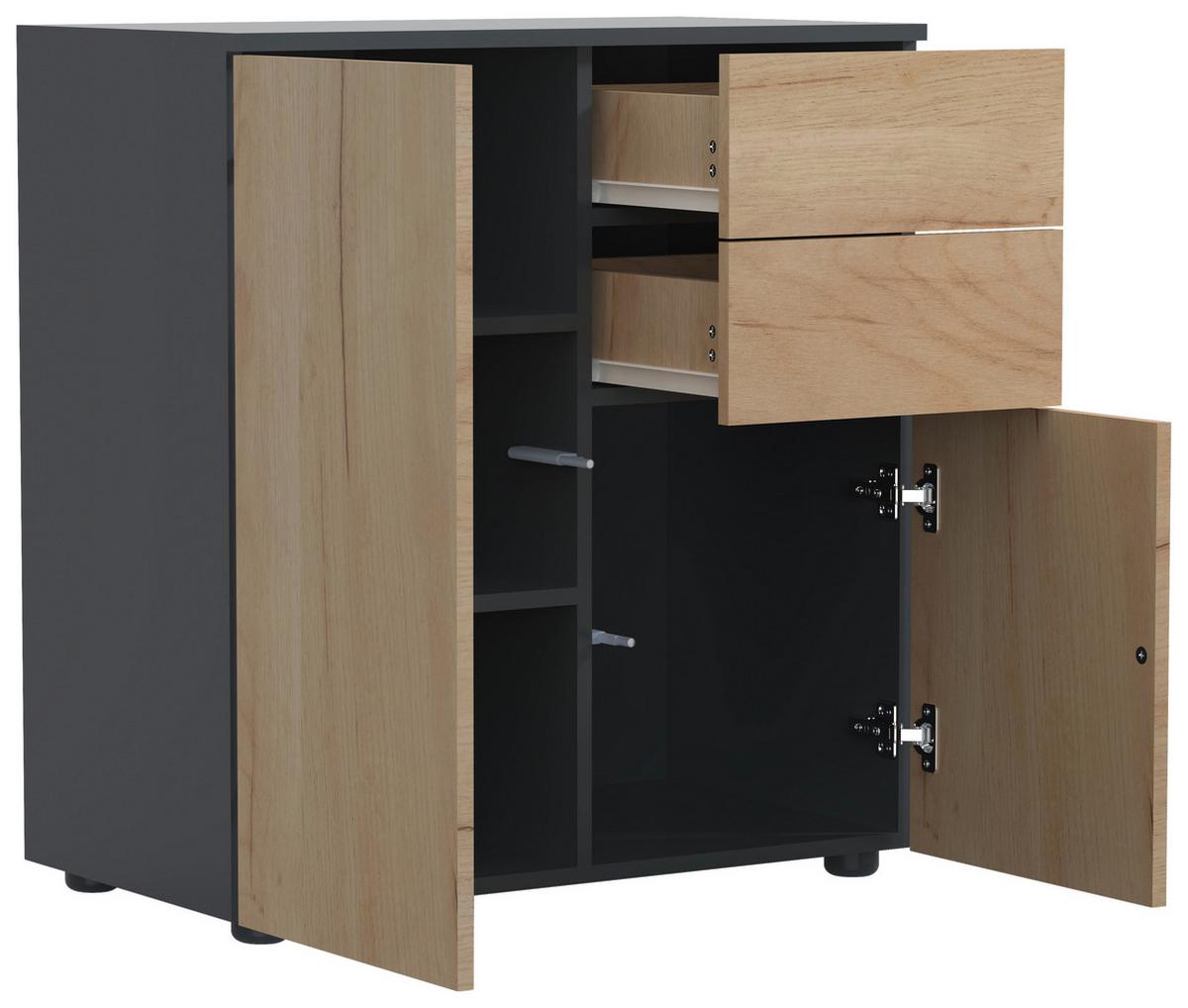 Kommode DALOSA Honigeiche ca. 70x77x39 cm - Honigeiche/Anthrazit, MODERN, Holzwerkstoff/Kunststoff (70/77/39cm) - MID.YOU