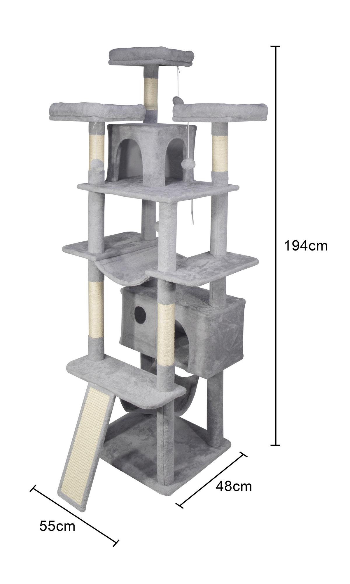 Kratzbaum Charlie Grau - Grau, KONVENTIONELL, Karton/Holzwerkstoff (55/48/194cm) - Mömax