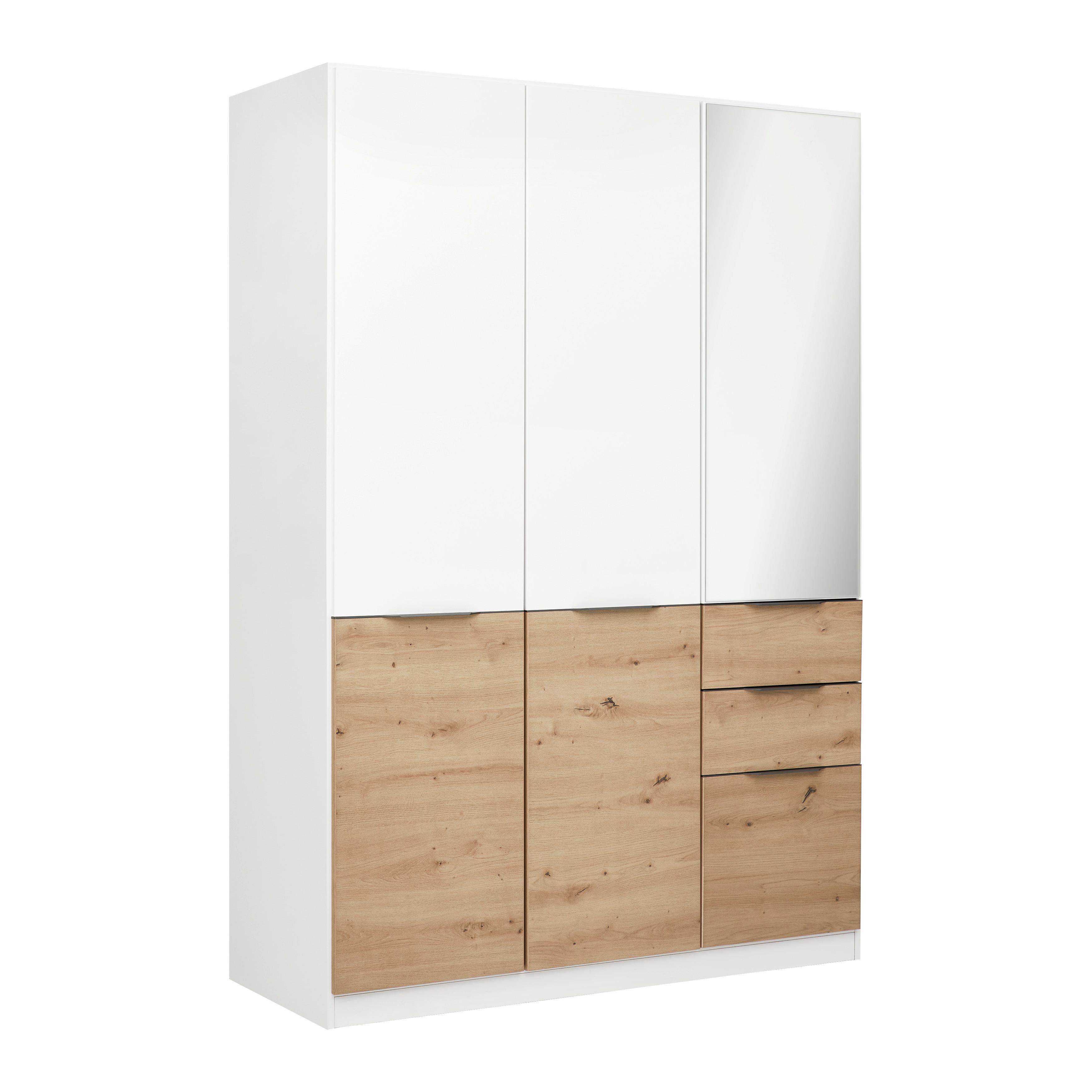 Drehtürenschrank Max Weiß/Eiche Artisan - Weiß/Eiche Artisan, KONVENTIONELL, Holzwerkstoff/Kunststoff (136/197/54cm) - Modern Living