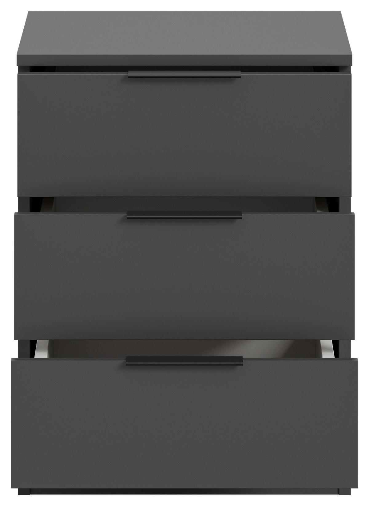 Nachtkästchen KOPENHAGEN ca.45x60x40cm Anthrazit - Anthrazit/Schwarz, MODERN, Holzwerkstoff/Kunststoff (45cm) - MID.YOU