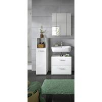 Badezimmer-Set ICE 3-teilig, Weiß Hochglanz - Weiß Hochglanz/Silberfarben, MODERN, Glas/Holzwerkstoff (90cm) - MID.YOU