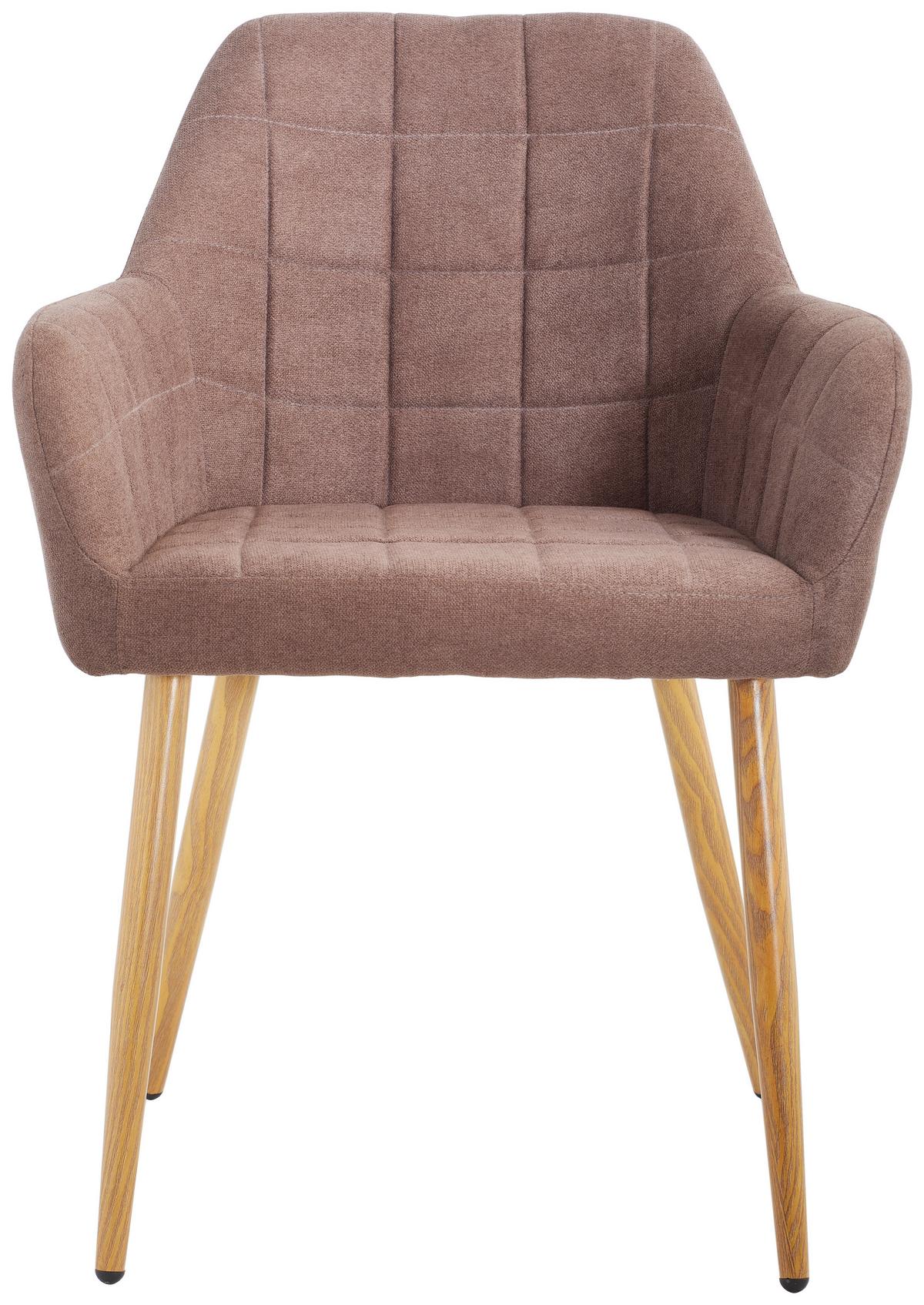 KRZESŁO Z PODŁOKIETNIKAMI DROPS - kolor dębowy/brązowy, Modern, metal/tkanina (57/82/60cm) - MID.YOU