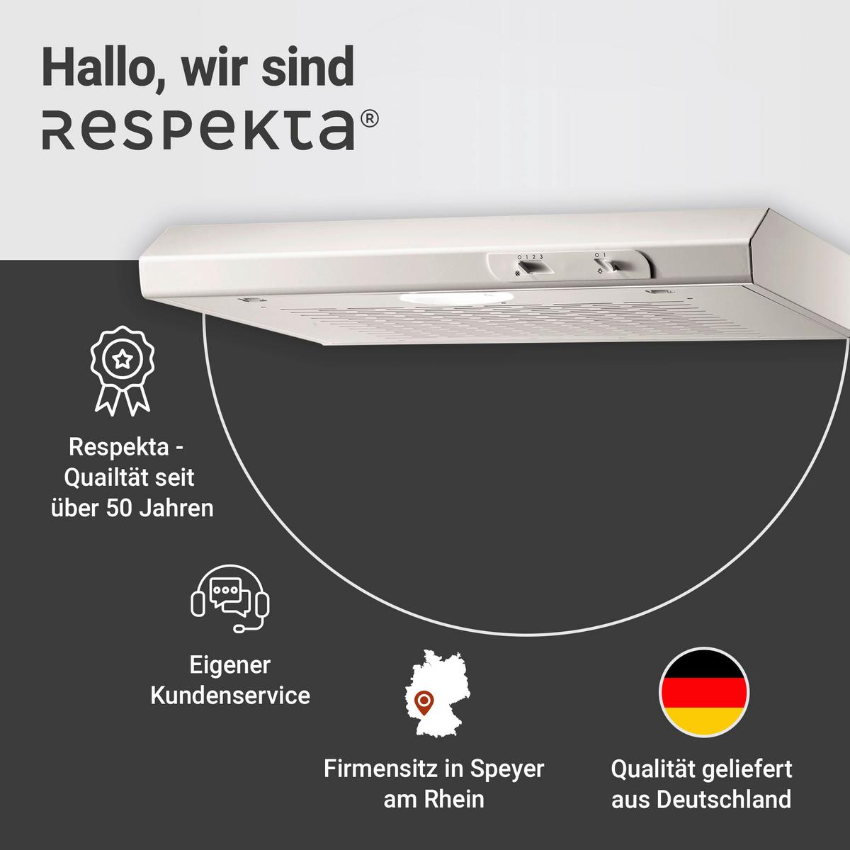Dunstabzugshaube Suna ca. 60/7,6/47 cm Weiß - Weiß, Trend, Metall (60/7,6/47cm) - Respekta