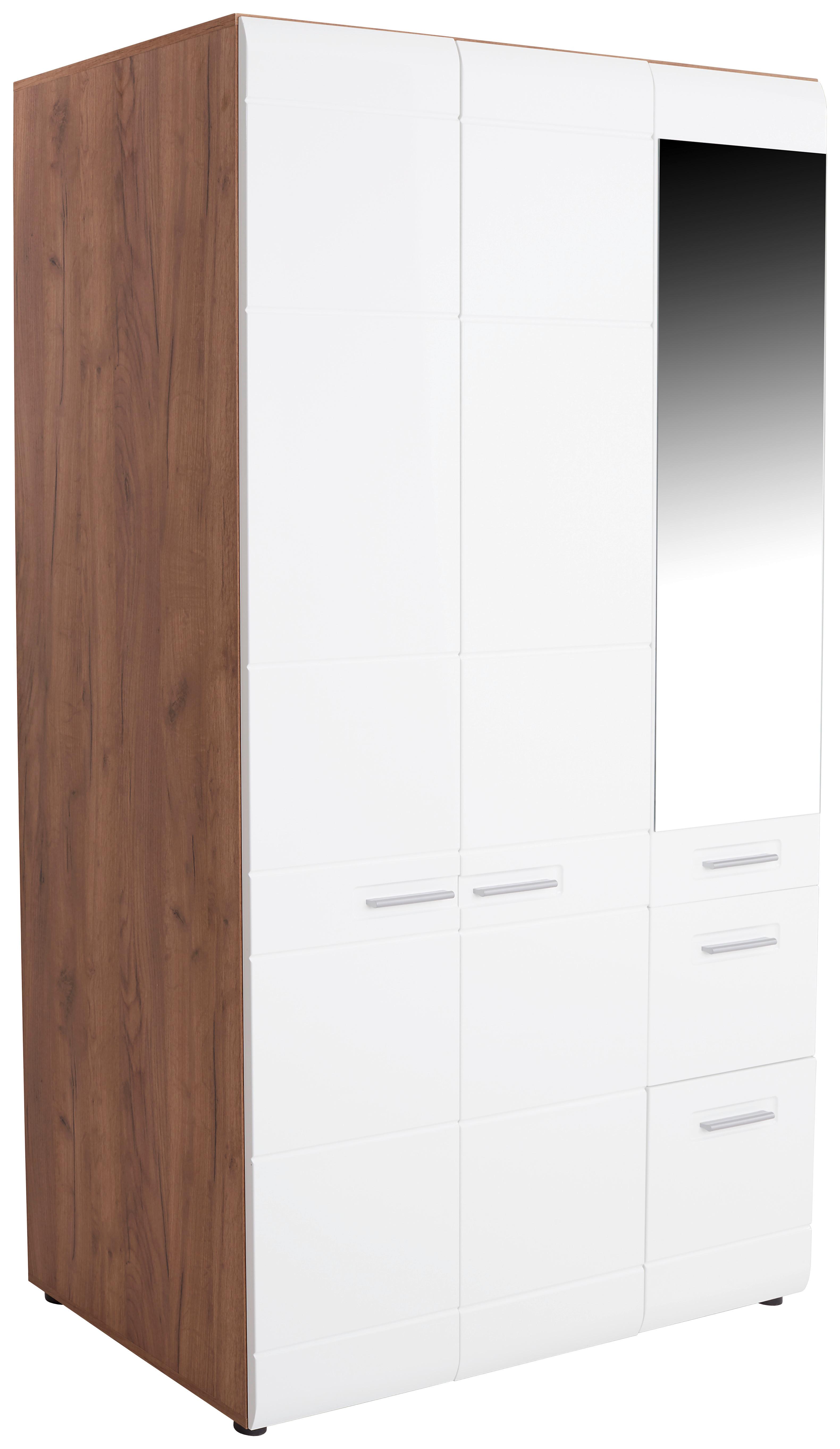 Ruhásszekrény 3 Ajtó 1 Tükör Avensis New - alumínium színű/tölgyfa, Konventionell, műanyag/faalapú anyag (120/205,7cm) - Luca Bessoni