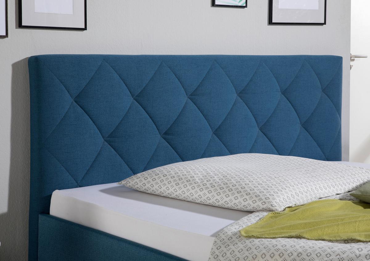 Polsterbett Aiken Blau ca. 140x200 cm - Blau/Schwarz, MODERN, Holz/Textil (140/200cm) - Livetastic