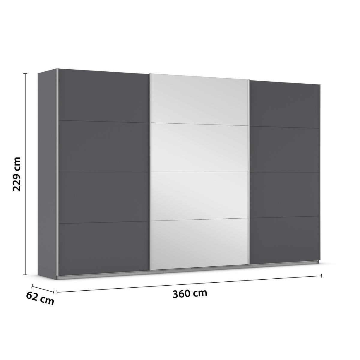 Ormar S Kliznim Vratima Miami - siva/boje aluminija, Moderno, drvni materijal/metal (361/229/62cm) - Modern Living