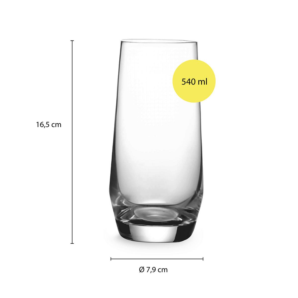 Set pahare 6/1 cca. 540 ml - transparent, Basics, sticlă (7,9/16,5cm) - Echtwerk