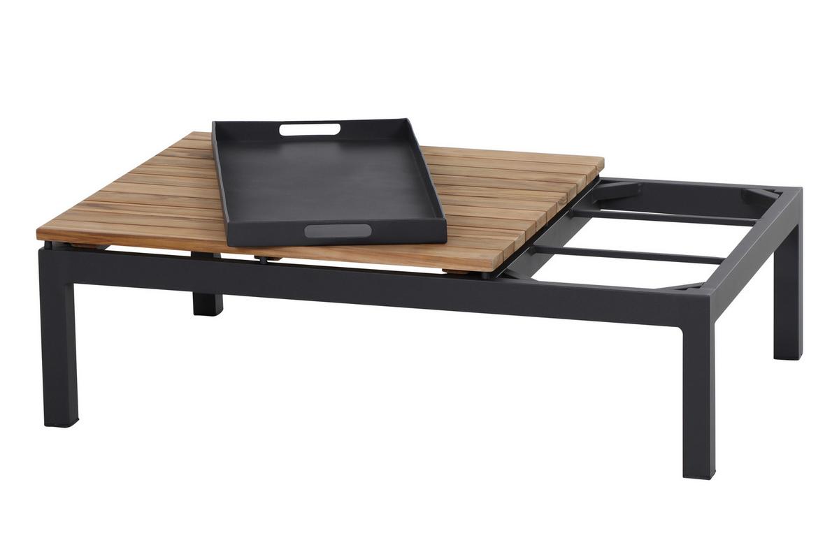 Modul-Loungegarnitur 4-tlg. Grau Teakholz - Anthrazit/Grau, KONVENTIONELL, Holz/Textil (252/84/252cm) - Siena Garden