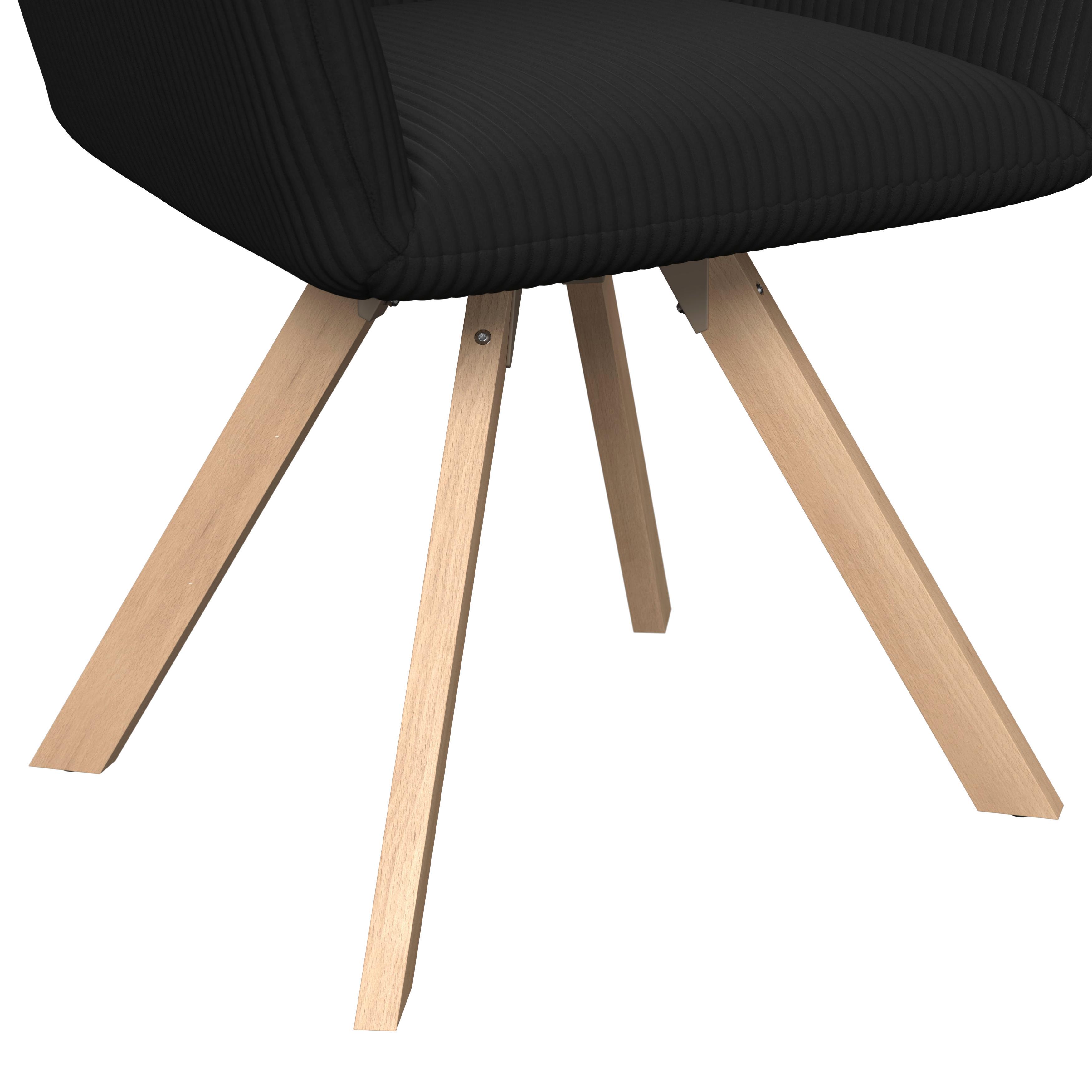 STOL MED ARMSTÖD MAIRO - bokfärgad/svart, Modern, trä/textil (61,5/86/58,5cm) - Bessagi Home