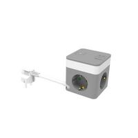 Priză tip cub Michi - alb/gri, Modern, plastic/metal (7,9/7,9/8,2cm) - Mömax