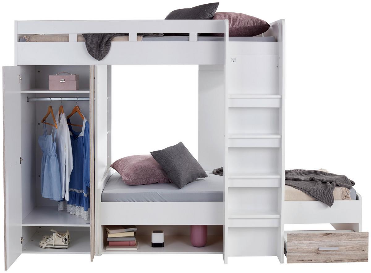 Emeletes Ágy Maxi - tölgyfa színű/fehér, Konventionell, faalapú anyag (90/200cm) - MID.YOU