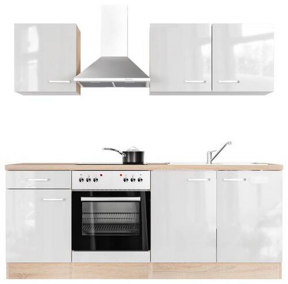 Kuhinjski Blok Valero, Bela - barve nerjavečega jekla/bela, Moderno, kovina/leseni material (210cm) - FlexWell