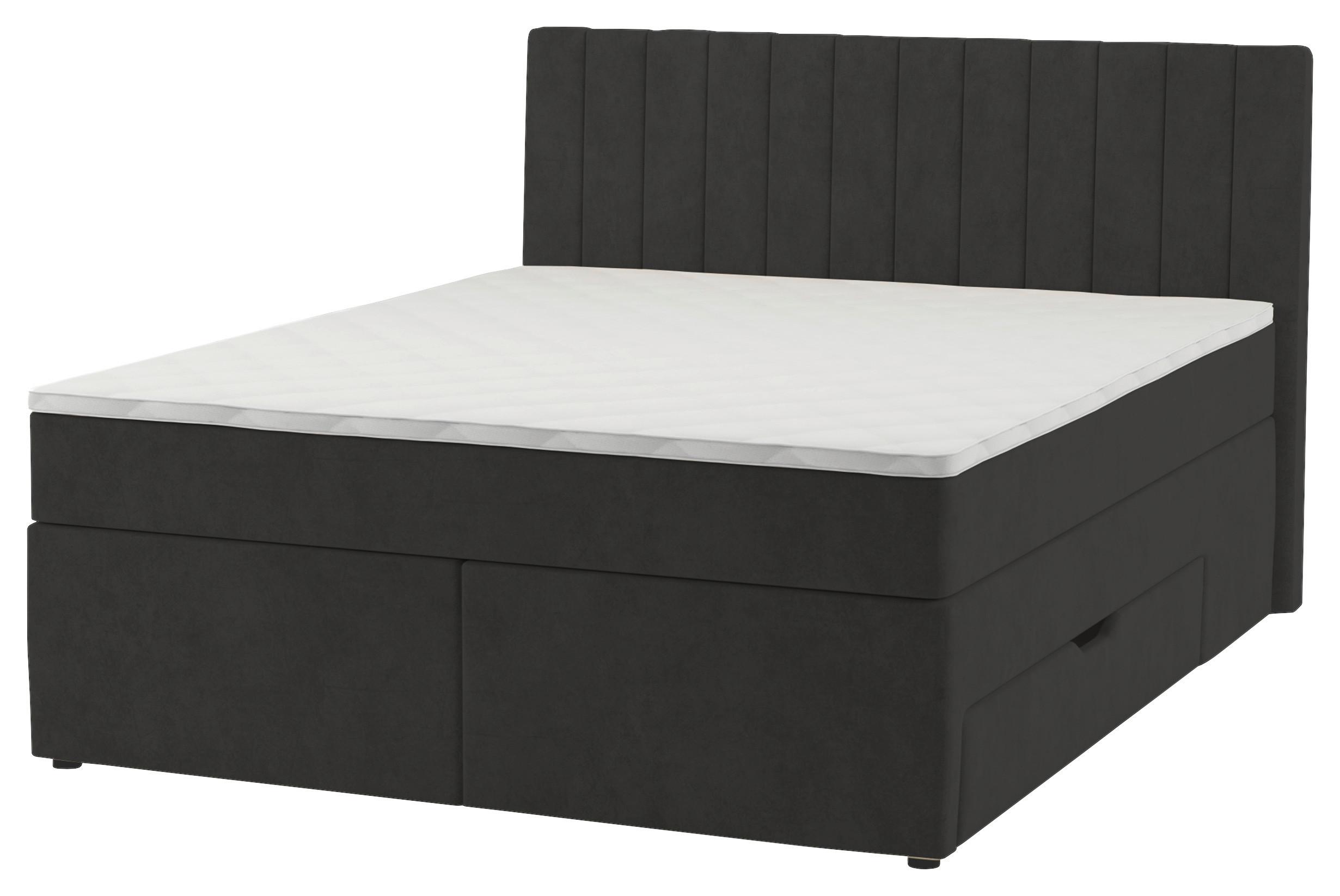 Boxspring Krevet Nikol - crna, drvni materijal/tekstil (180/200cm) - Based