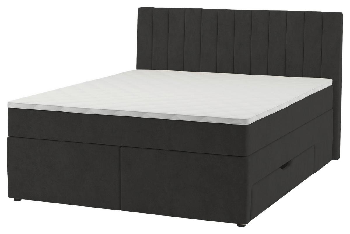 Boxspring Krevet Nikol - crna, drvni materijal/tekstil (180/200cm) - Based
