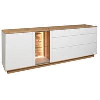 Comodă TV HALVAR - alb/stejar Artisan, Modern, sticlă/lemn (207/71/42cm) - Modern Living