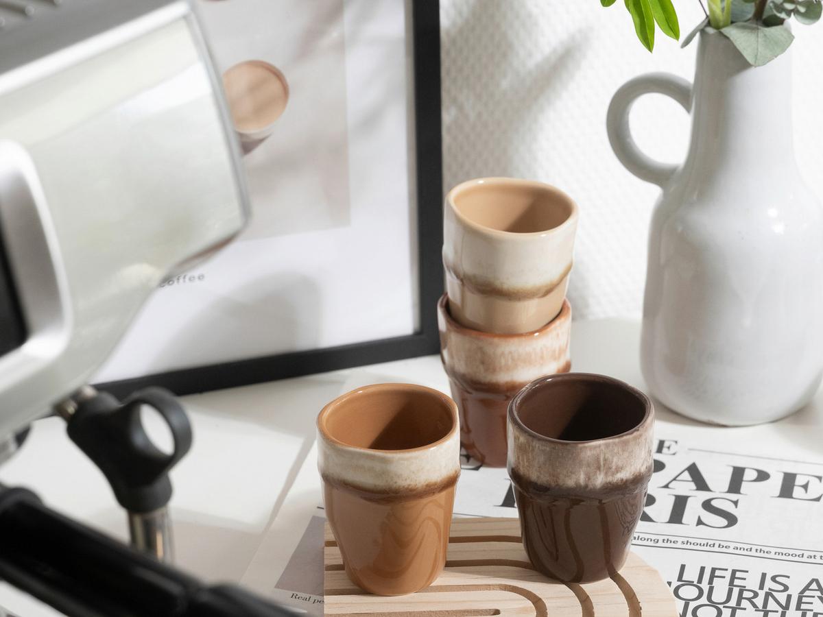 Set Skodelic Squeezy Mocha, 4-Delni - krem barve/umazano rjava, Basics, keramika (6/7cm) - Creatable