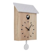 WANDUHR 78285  CLOCKY - Weiss/Schwarz, Natur, Holz (22/7,8/38cm) - Globo