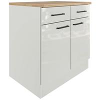 Küchenunterschrank in Lichtgrau glänzend - Schwarz/Grau, MODERN, Holzwerkstoff/Metall (80/86/60cm) - FlexWell