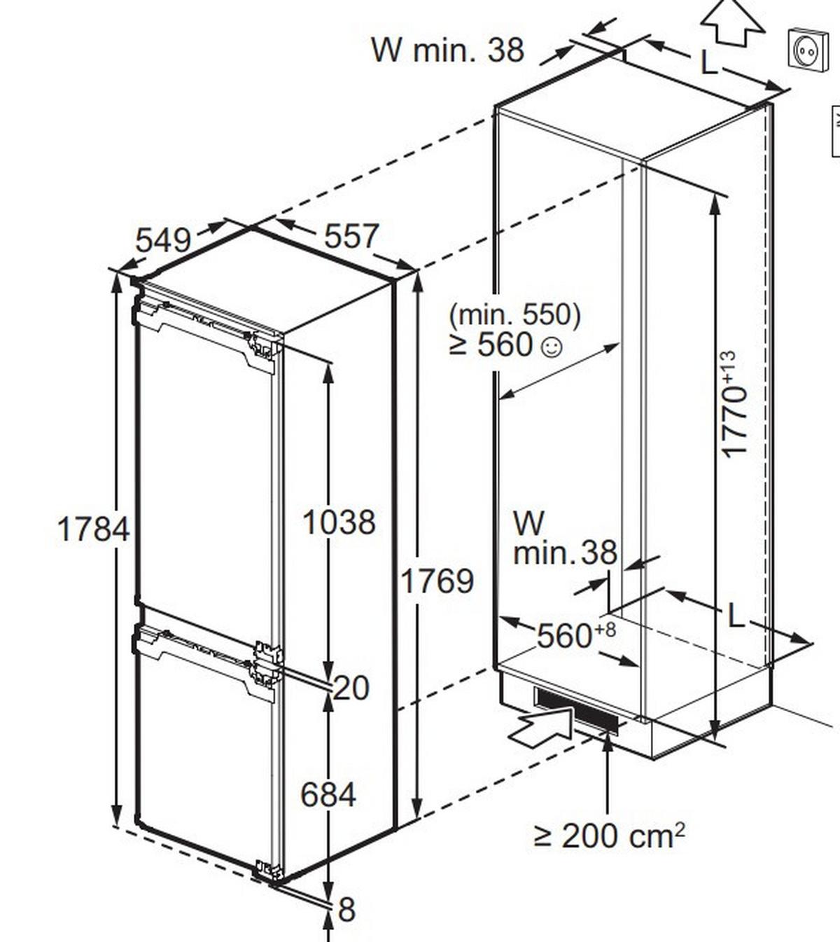 Kühl-Gefrier-Kombination EK7D18F - Weiß, MODERN, Metall (55,7/176,9/54,9cm) - AEG