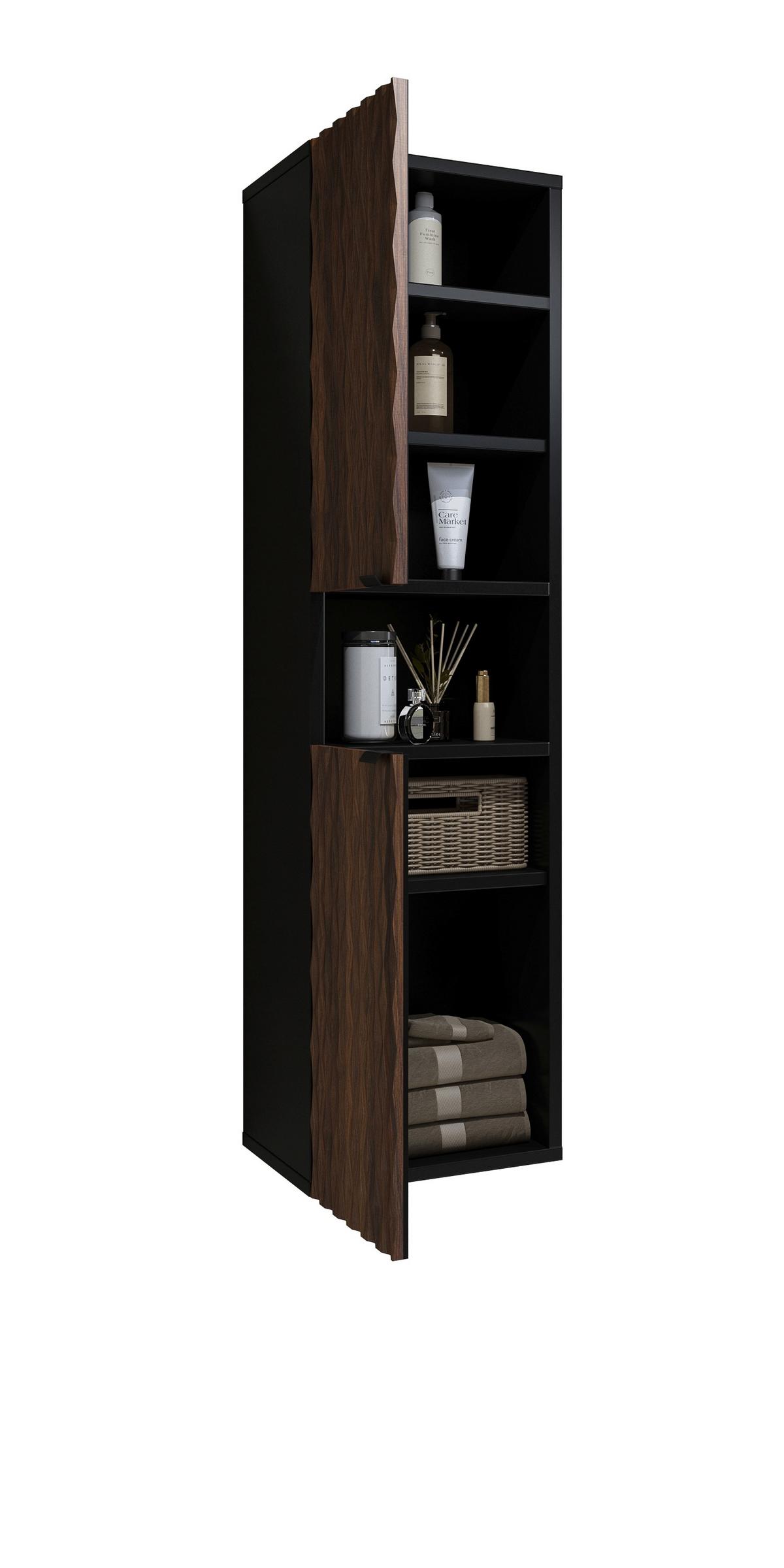 Faliszekrény Enzo - barna/fekete, Modern, műanyag/faalapú anyag (33/133/35cm)