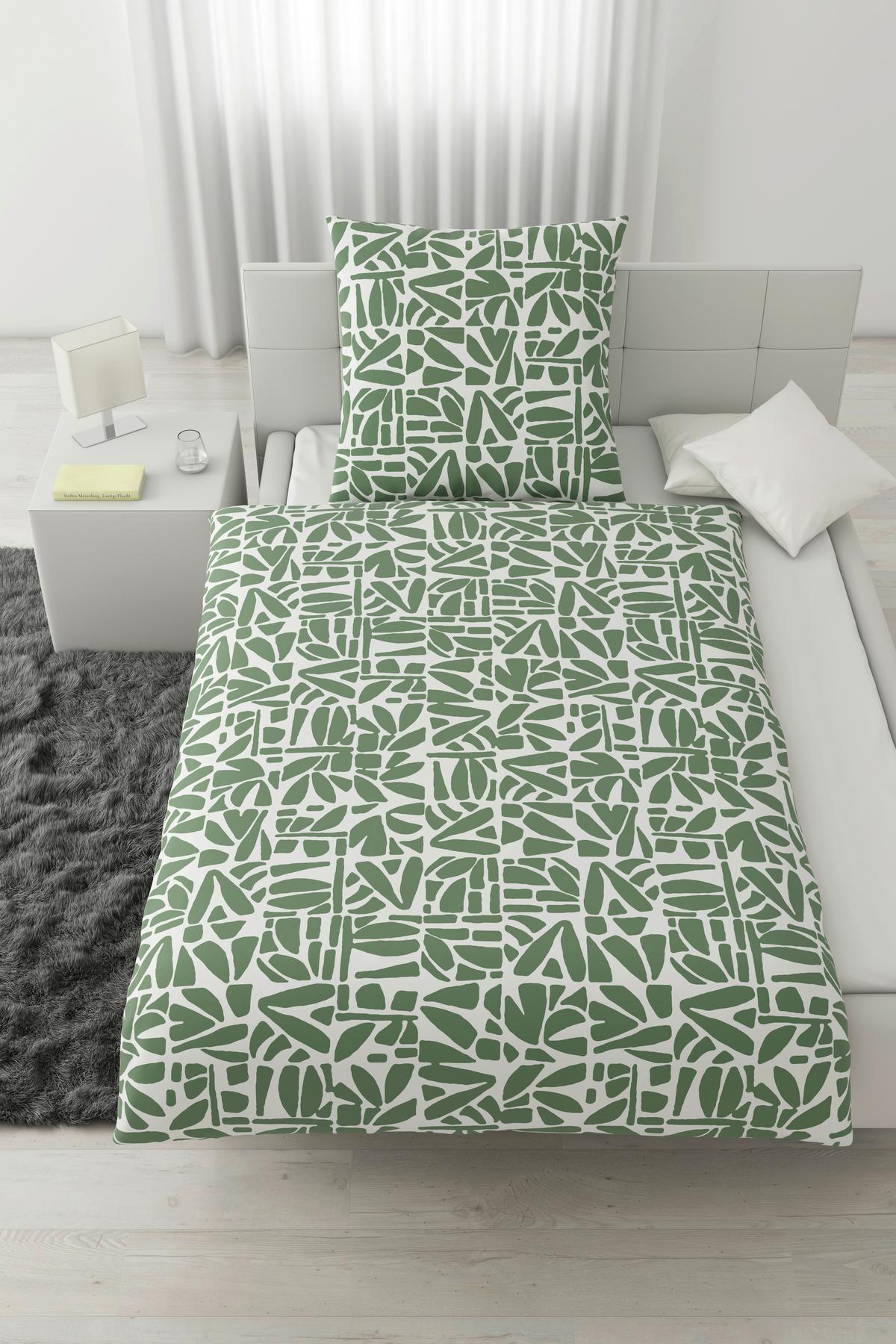 Bettwäsche Britta Grün/Weiß ca. 135x200cm - Weiß/Grün, MODERN, Textil (135/200cm) - Mömax