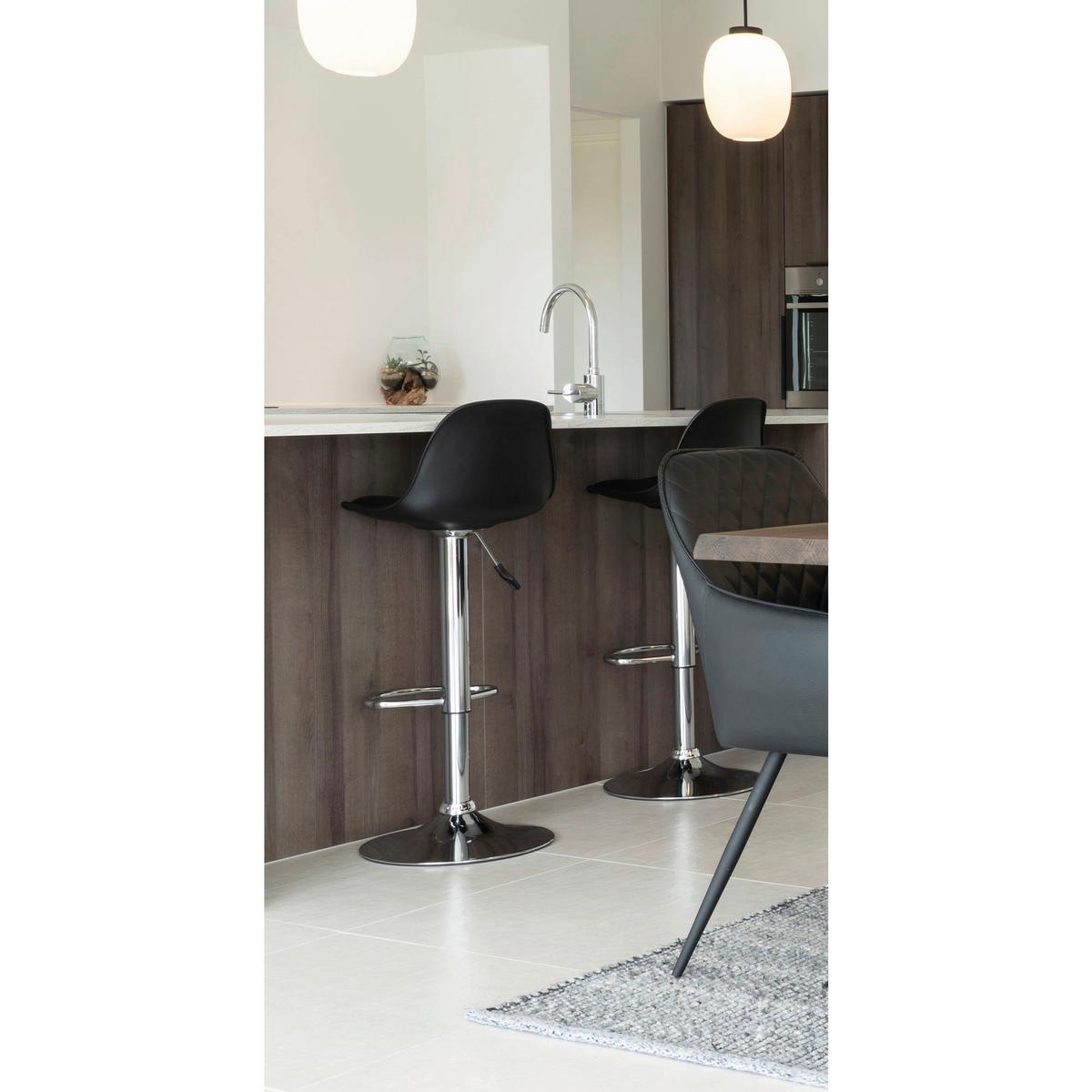Barhocker-Set Trondheim 2er-Set Schwarz Lederlook - Schwarz, MODERN, Textil (39/82-104/41cm) - MID.YOU