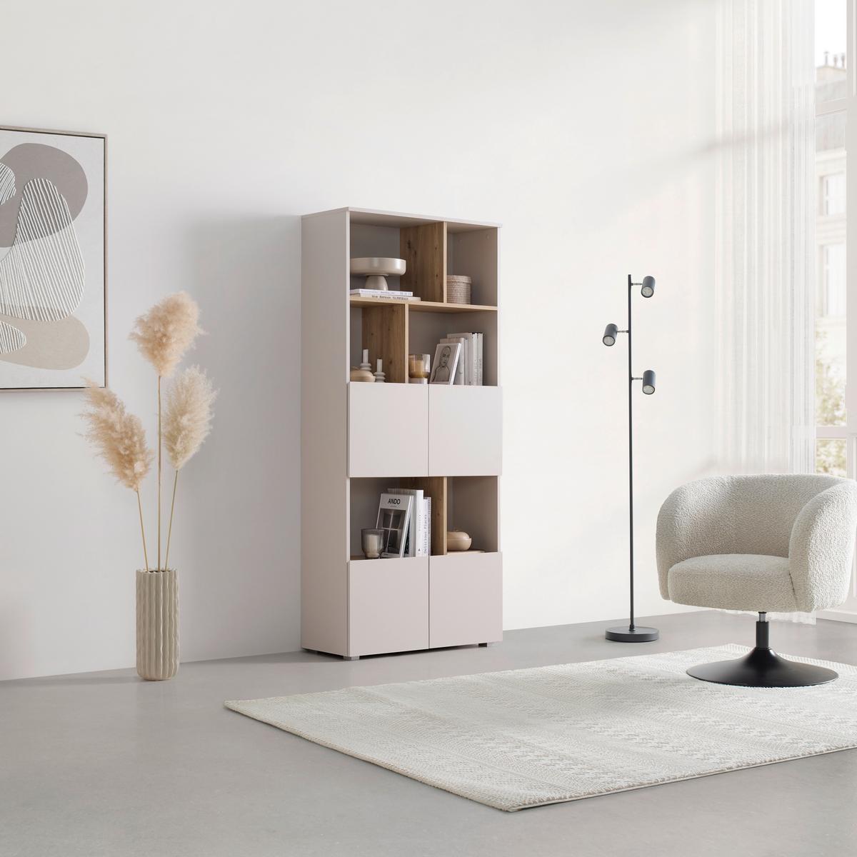 Regal Savanna Kaschmirfarben - Kaschmir/Schwarz, Modern, Holzwerkstoff/Kunststoff (80/180/35cm) - Mömax