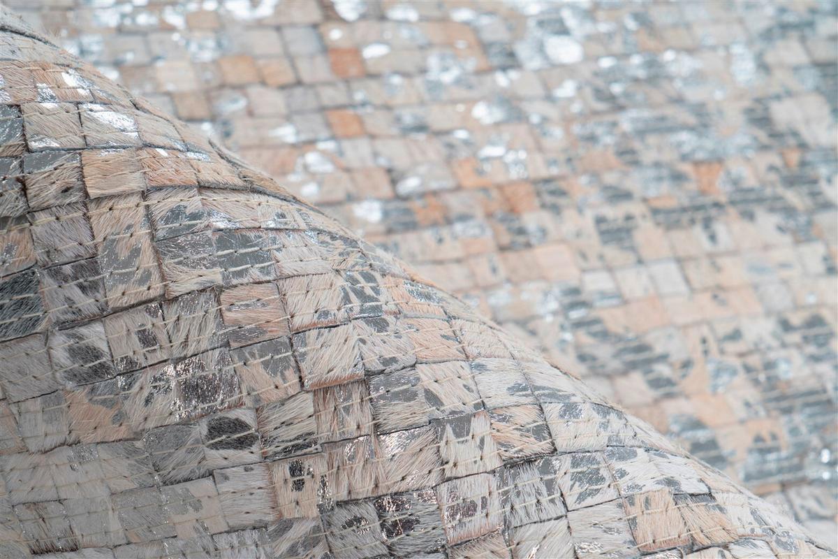 FLACHWEBETEPPICH FINISH 125 WEIß/SILBER 120X170 - Weiss/Silberfarben, Basics, Leder (120/170cm) - Kayoom