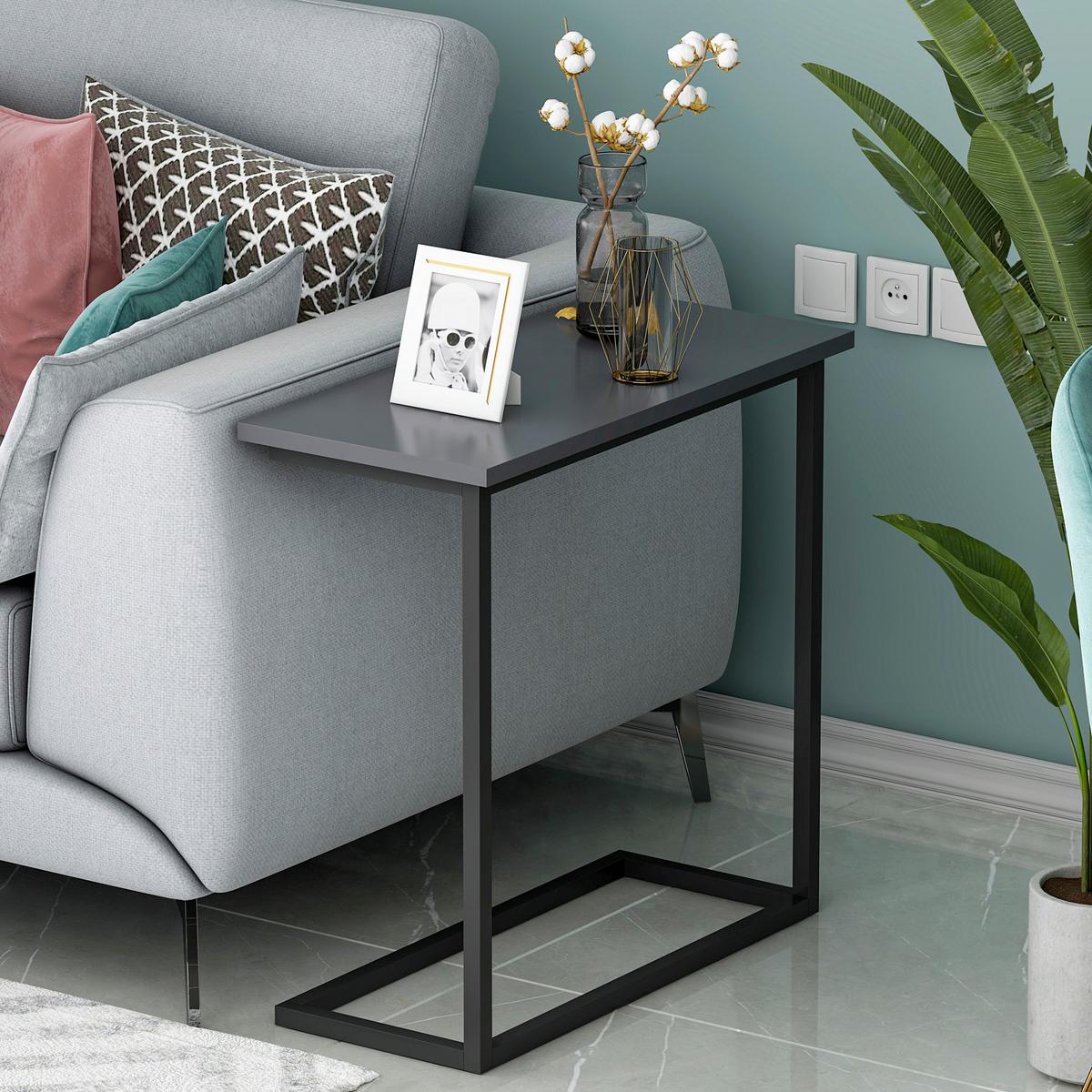 BEISTELLTISCH NARIN BEISTELLTISCH - Anthrazit/Schwarz, Design, Holzwerkstoff/Metall (64/30/62cm) - Livetastic