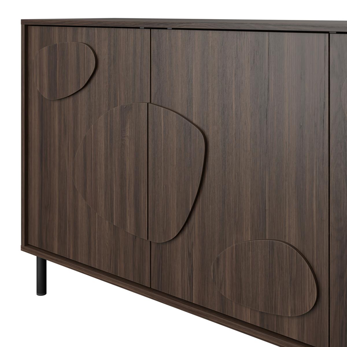 Sideboard Peonia Dunkelbraun - Dunkelbraun/Schwarz, MODERN, Holzwerkstoff/Metall (155/85/40cm) - Mömax