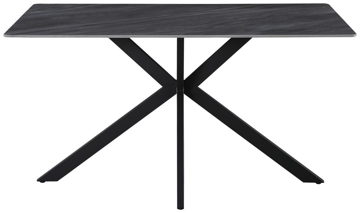 Jedilna Miza Leon, Keramika, Svetlo Siva, 140x90 - siva/črna, Trend, kamen/kovina (140/90/75cm)