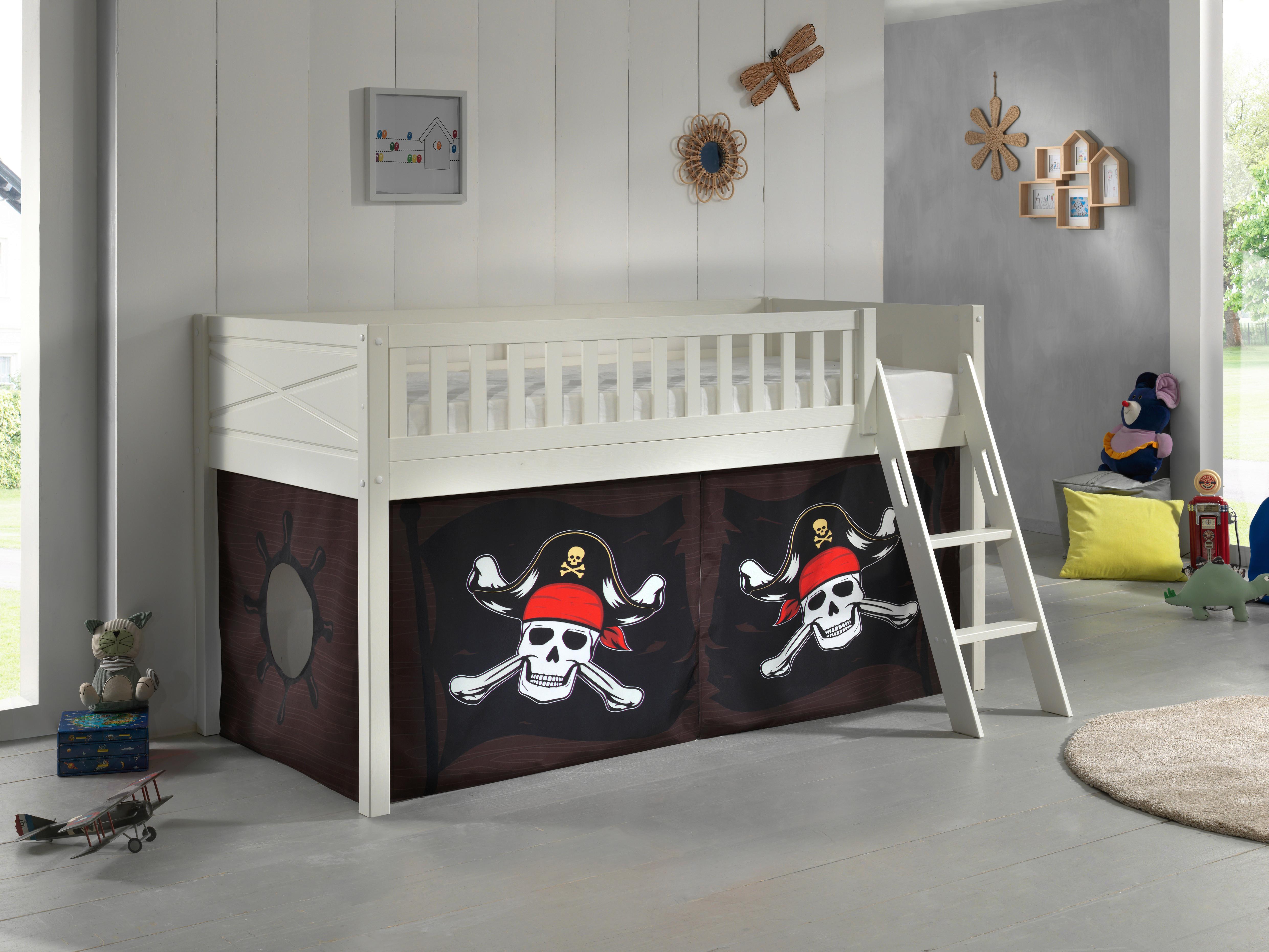 Spielbett Scott ca. 90x200 cm Weiß - Naturfarben/Weiß, ROMANTIK / LANDHAUS, Holz (90/200cm) - Vipack
