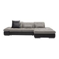 Wohnlandschaft Sanfino Silberfarben/Dunkelgrau - Chromfarben/Dunkelgrau, KONVENTIONELL, Holz/Textil (305/79-96/199cm) - Premium Living