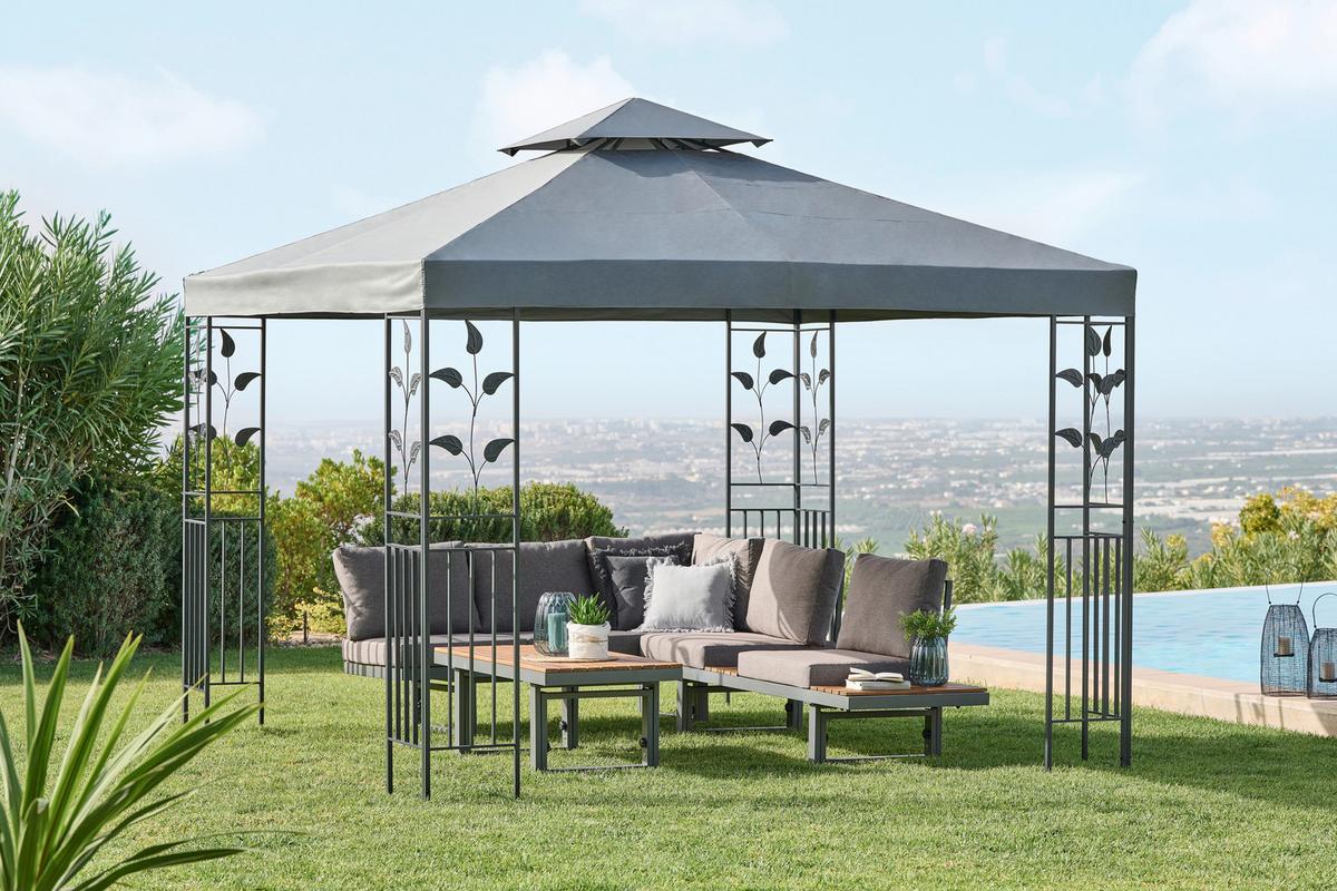 Paviljon Manila, Temno Siva - temno siva/antracit, Moderno, kovina/tekstil (297/267/297cm) - Modern Living